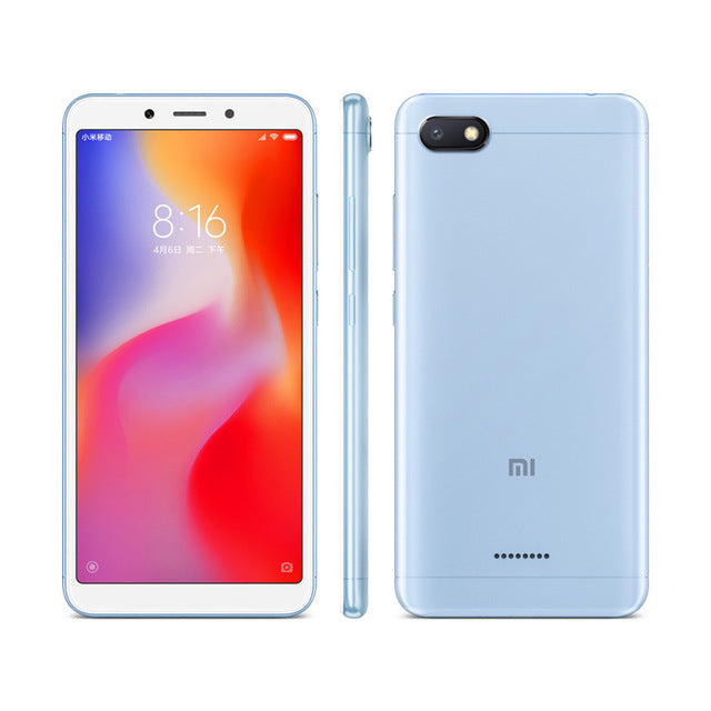 En existencia Versión global original Xiaomi Redmi 6A 2GB 16GB 5.45 "18: 9 Pantalla completa MTK Helio A22 Quad Core 13MP Cámara Celular