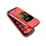 Flip Doble pantalla doble Tecla Dual SOS Tecla de marcación rápida táctil Escritura a mano Teclado ruso FM Teléfono móvil para personas mayores