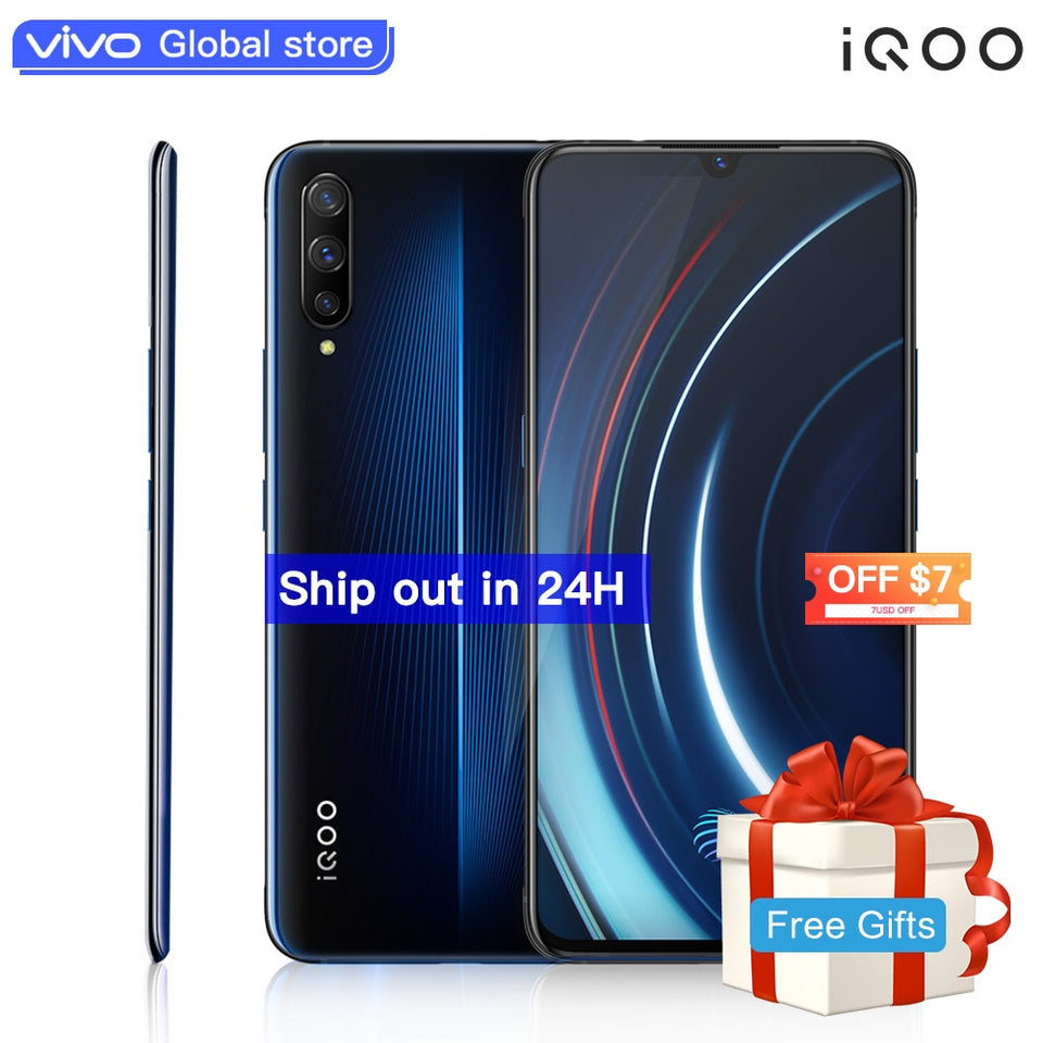 Teléfono celular iQOO móvil con Android autorizado 9 Snapdragon 855 NFC Tipo-C 4000mAh 44W Carga rápida Enfriar 4D Juego Celular