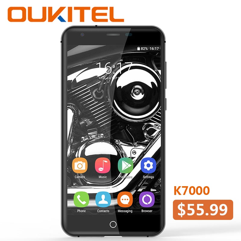Oukitel K7000 MTK6737 Quad Core Android 6.0 Teléfono móvil Teléfono móvil 2G RAM 16G ROM3G Desbloquear Smartphone Teléfono inteligente original de 5 pulgadas