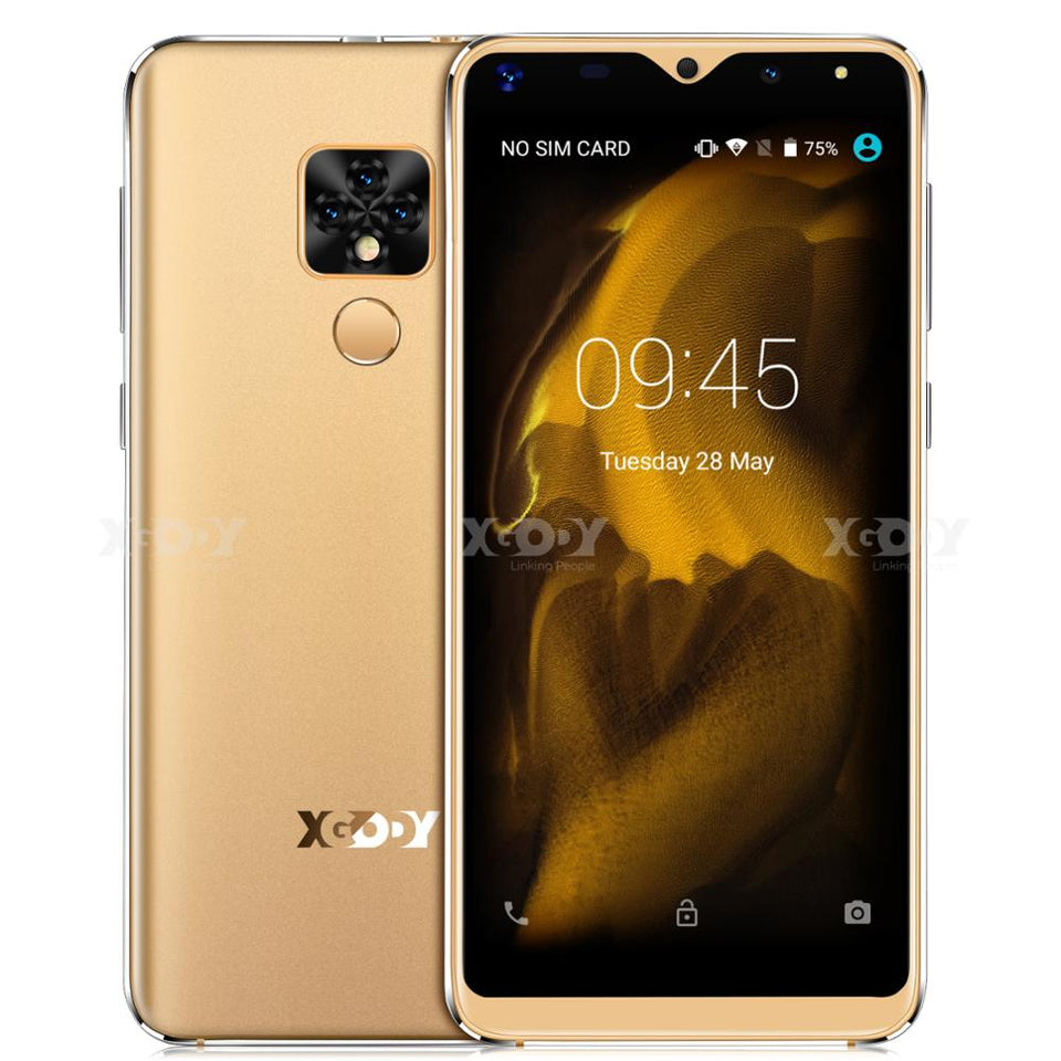 Xgody Mate20 Mini Smartphone Quad Core Android 9.0 2500mAh Celular 1GB + 16GB 5.5 pulgadas 19: 9 pantalla con doble cámara 3G Teléfono móvil