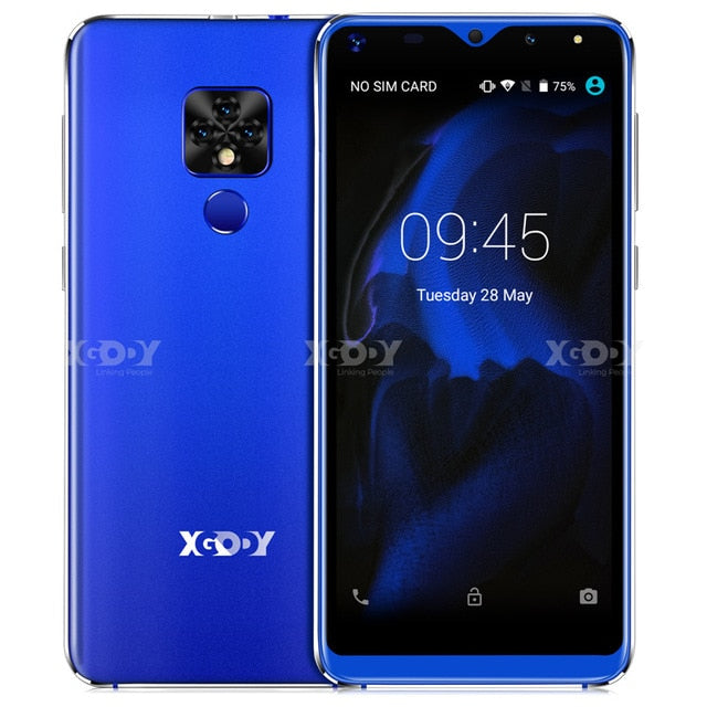 Xgody Mate20 Mini Smartphone Quad Core Android 9.0 2500mAh Celular 1GB + 16GB 5.5 pulgadas 19: 9 pantalla con doble cámara 3G Teléfono móvil