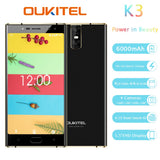 Oukitel K3 Quad Camera Smartphone 5.5 "Android 7.0 Celular MTK6750T Octa Core 4g Ram 64g Rom 6000mah Huella digital Teléfono móvil